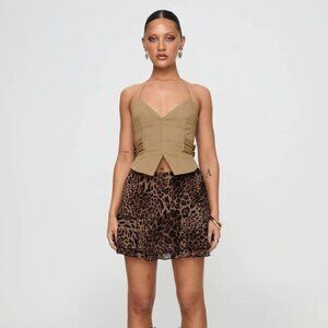 PRINCESS POLLY LUNED MINI SKIRT LEOPARD SIZE 2